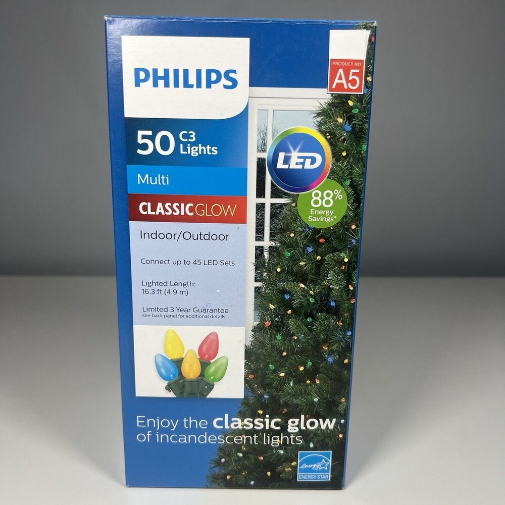 New Philips 50 C3 Lights Multi Classic Glow LED A5 Indoor Outdoor NIB